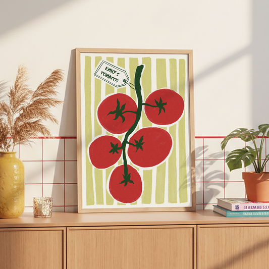 Framed Custom Farm-Fresh Tomato Art Print | Minimalist Kitchen Wall Decor