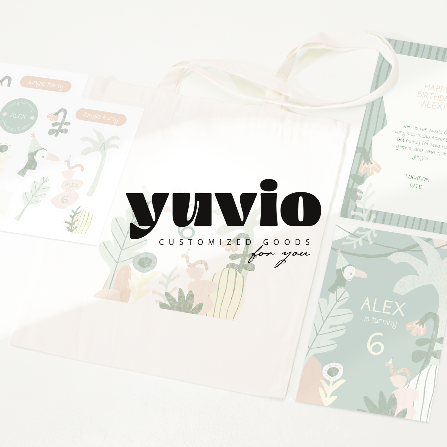 Custom Jungle Birthday Sticker Set | Personalized Kids Party Favors