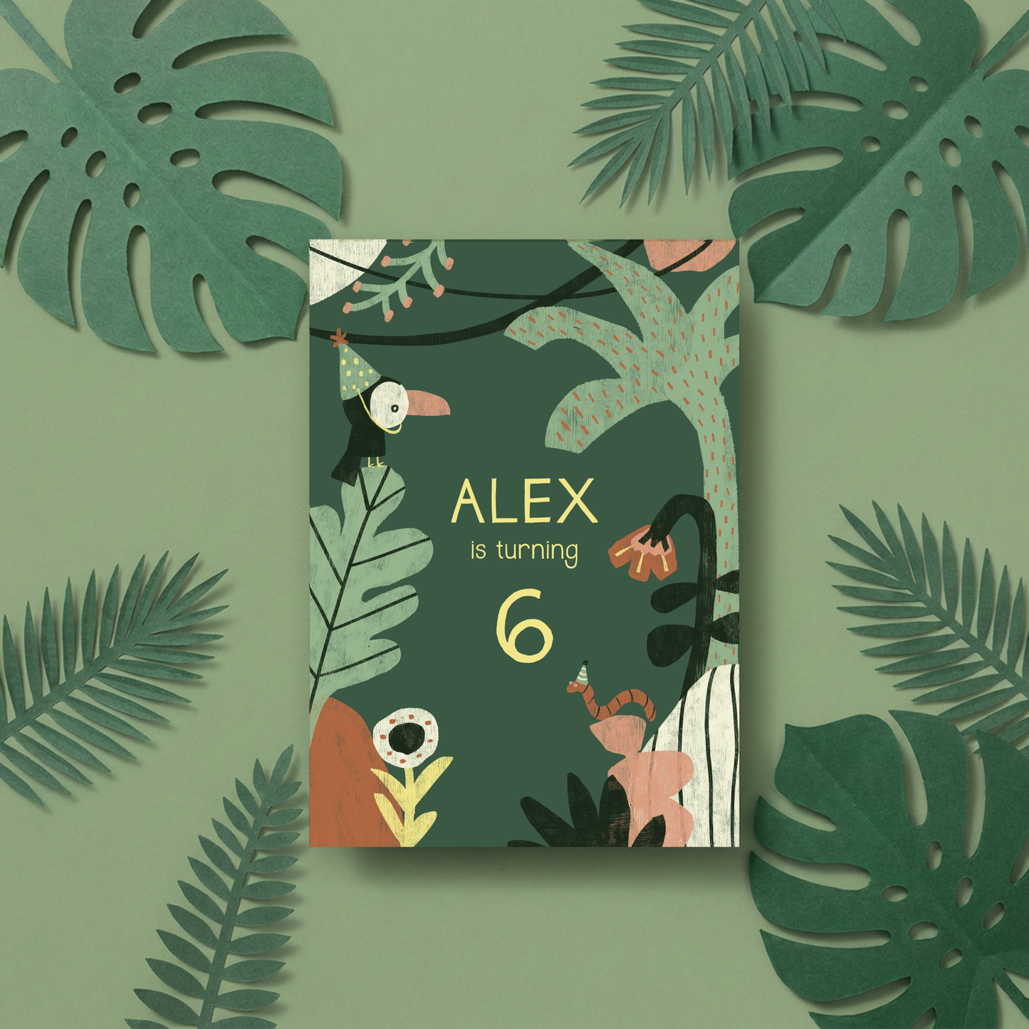 Pack of 10 Custom Jungle Birthday Invitation Cards | Kids Safari Party Invite