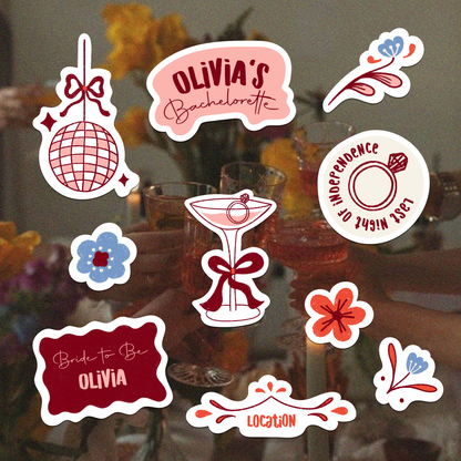 Custom Bachelorette Sticker Set | Bridal Party Favors