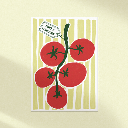 Framed Custom Farm-Fresh Tomato Art Print | Minimalist Kitchen Wall Decor