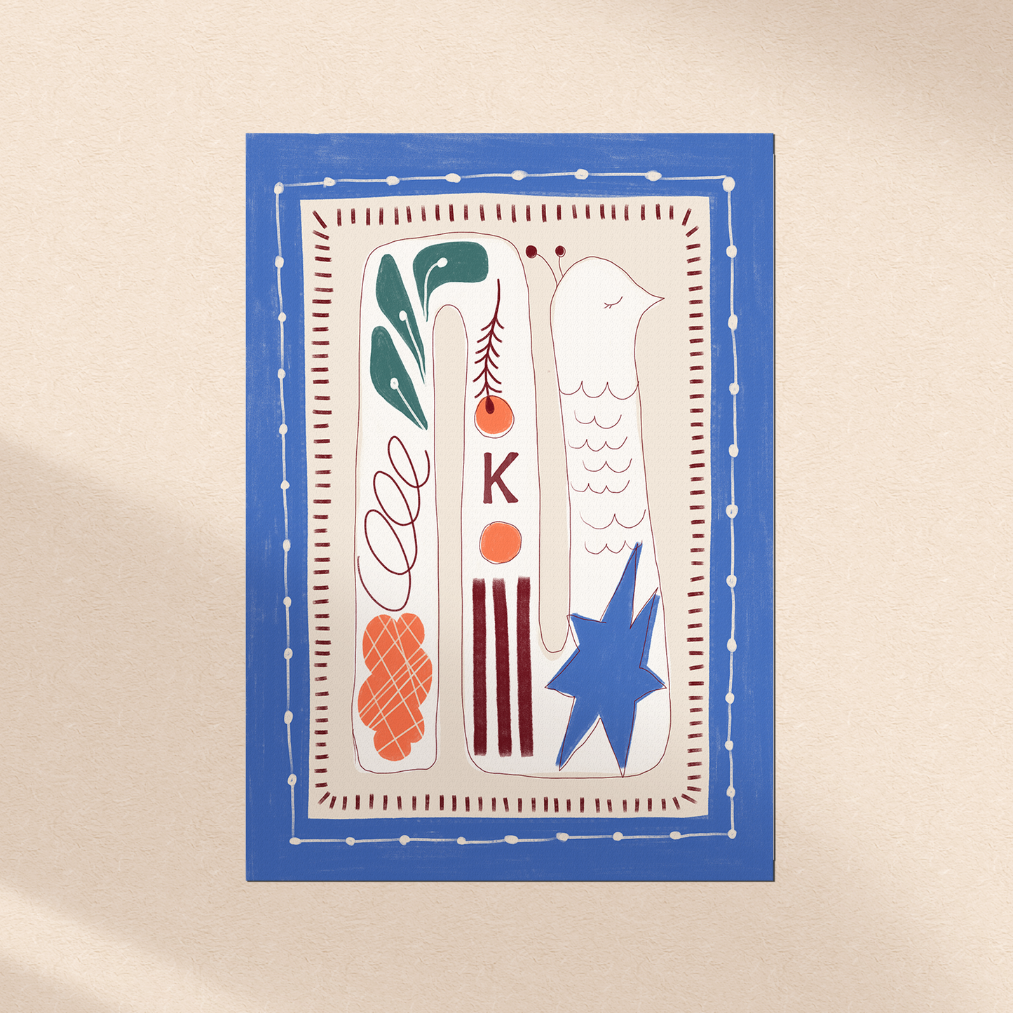 Custom Folk Art Monogram Framed Art Print | Nursery Wall Decor