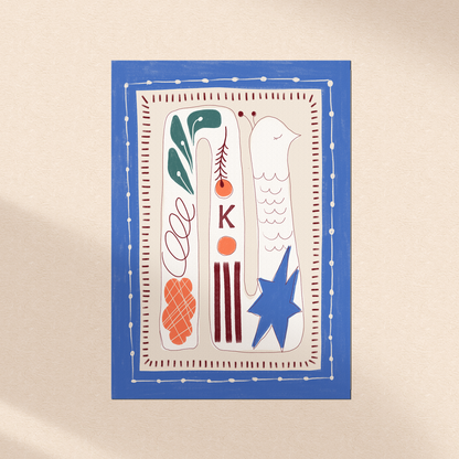 Custom Folk Art Monogram Framed Art Print | Nursery Wall Decor