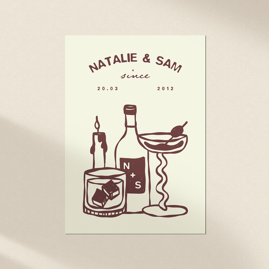 Minimalist Custom Couples Art Print | Personalized Anniversary & Couple Gift