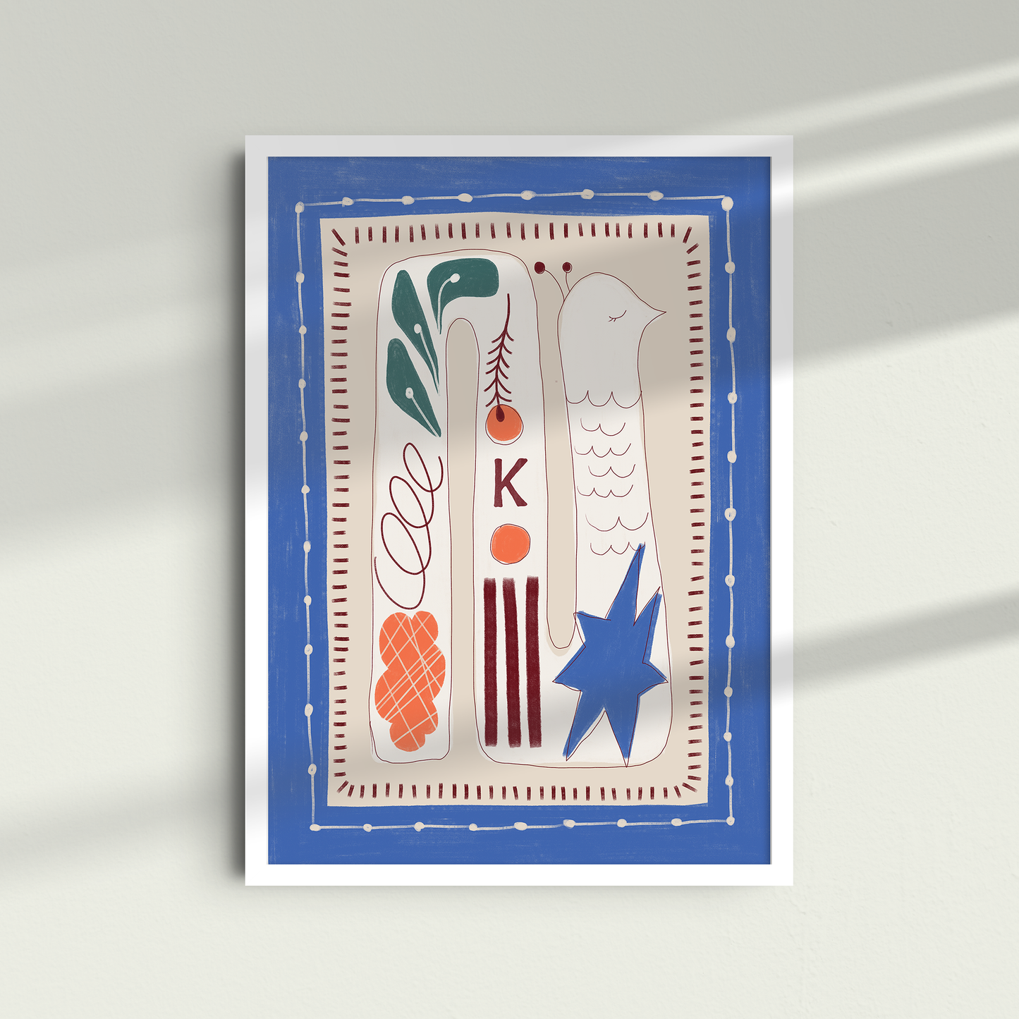 Custom Folk Art Monogram Framed Art Print | Nursery Wall Decor