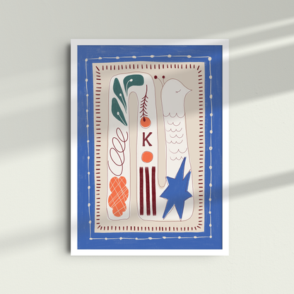 Custom Folk Art Monogram Framed Art Print | Nursery Wall Decor