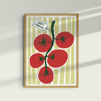Framed Custom Farm-Fresh Tomato Art Print | Minimalist Kitchen Wall Decor