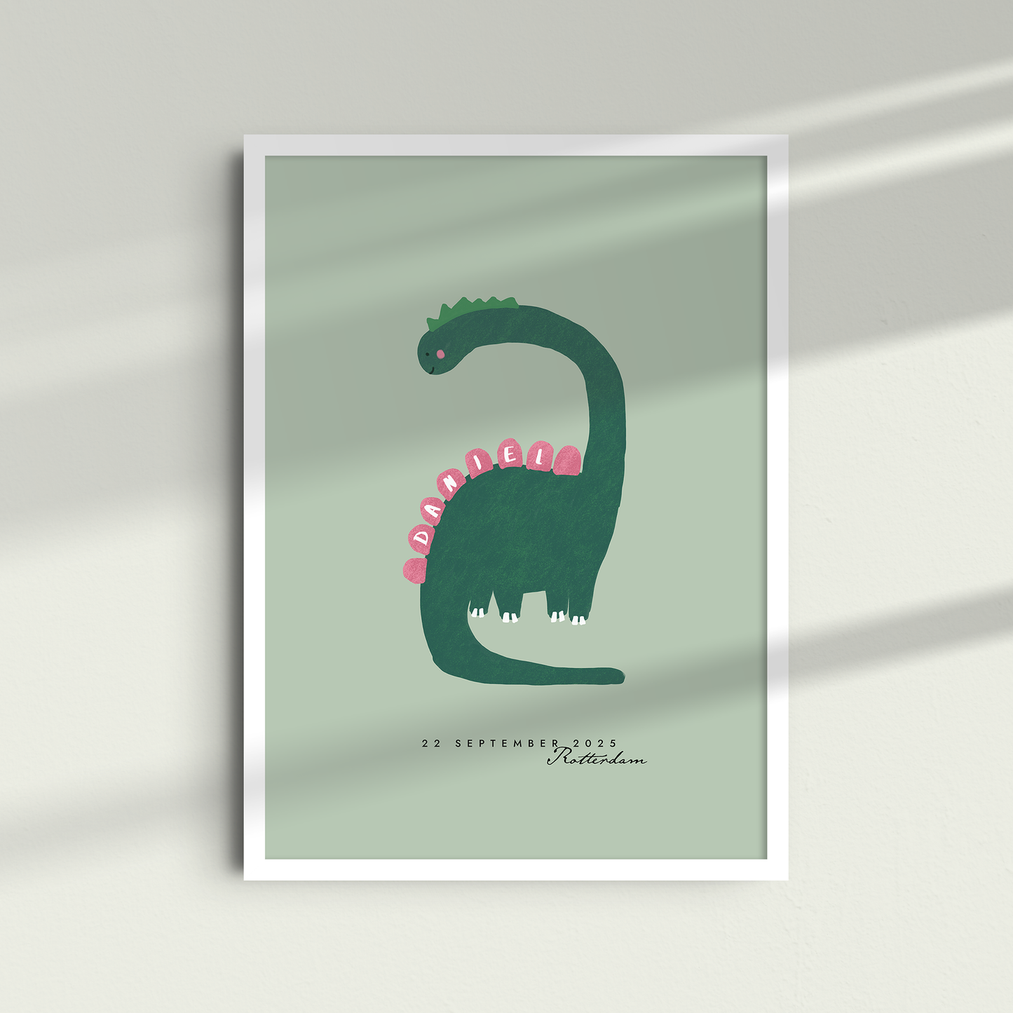 Custom Dinosaur Framed Art Print | Personalized Nursery Wall Art