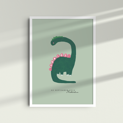 Custom Dinosaur Framed Art Print | Personalized Nursery Wall Art