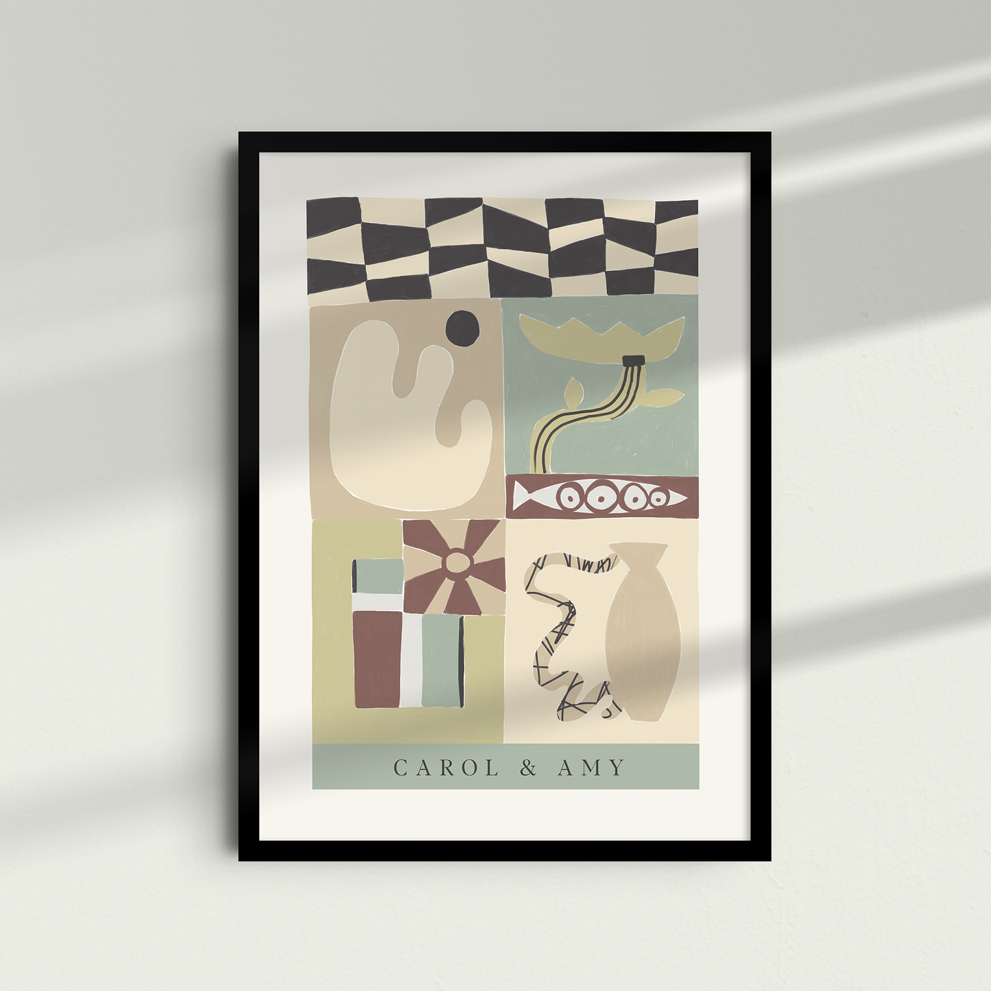 Custom Abstract Duo Art Print | Personalized Friendship Poster | Eclectic Scandi Wall Decor