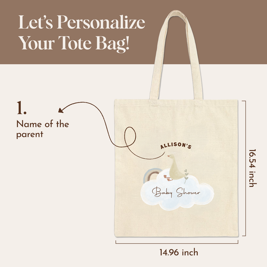 Custom Baby Shower Canvas Tote Bag | Personalized Keepsake