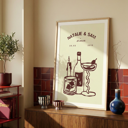 Minimalist Custom Couples Art Print | Personalized Anniversary & Couple Gift
