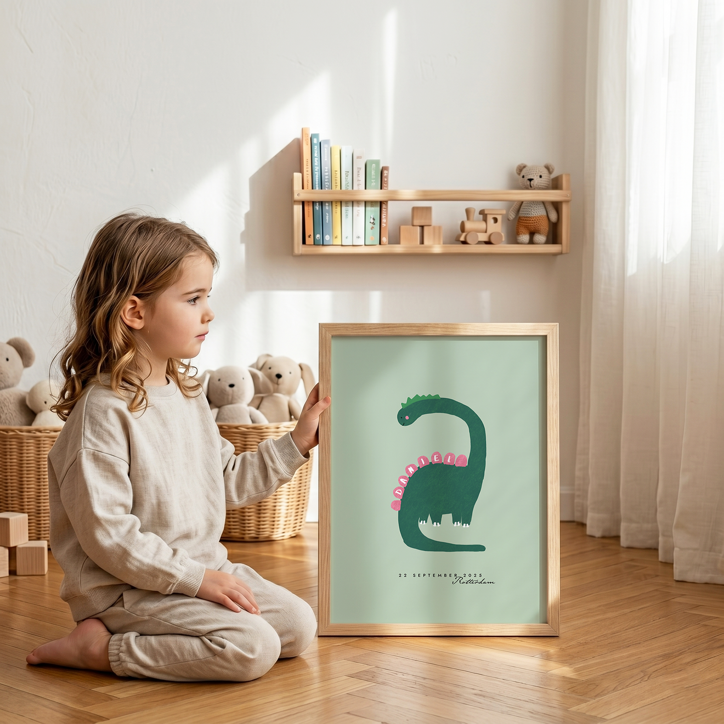 Custom Dinosaur Framed Art Print | Personalized Nursery Wall Art