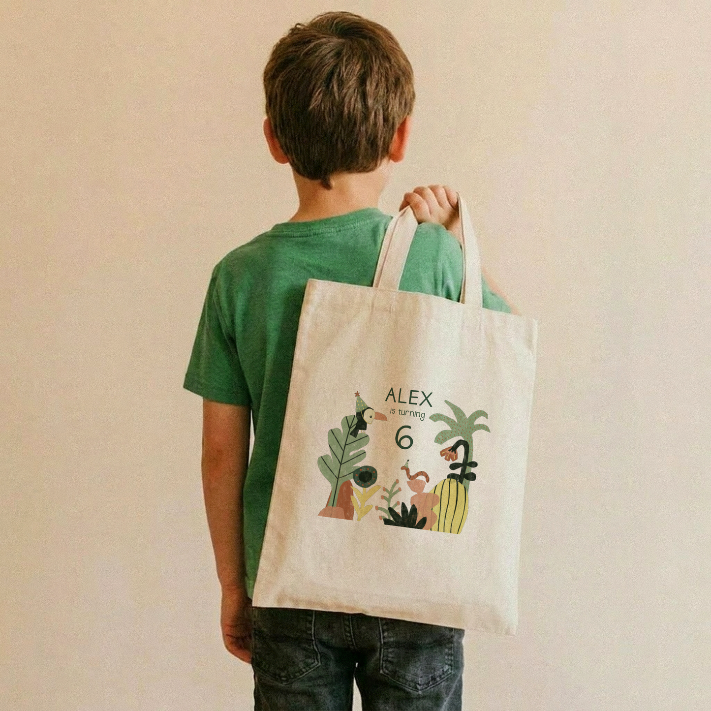 Jungle Safari Custom Tote Bag | Kids Birthday Favor | Minimalist Animal Party Bag