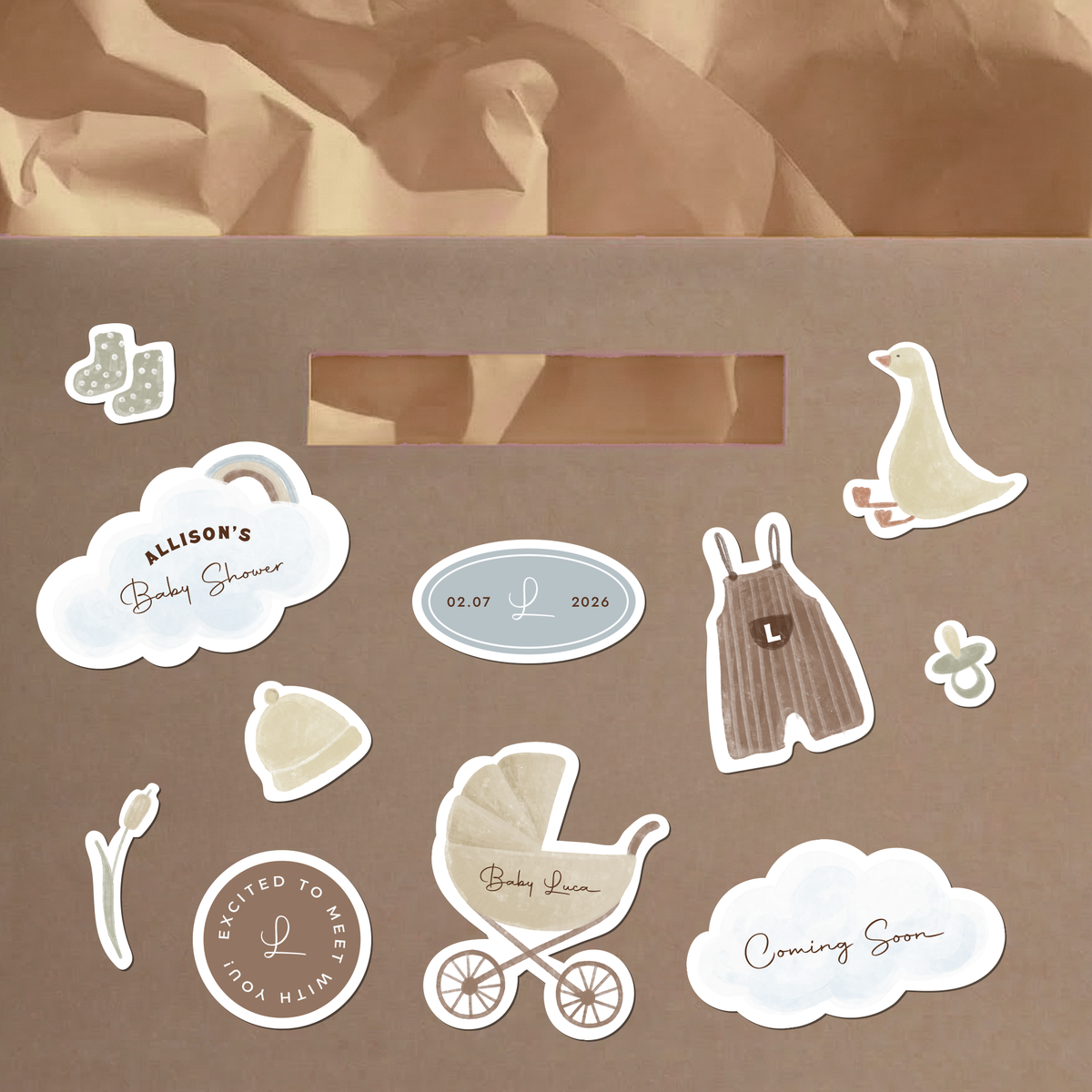 Custom Personalized Baby Shower Sticker Set | Baby Shower Gift
