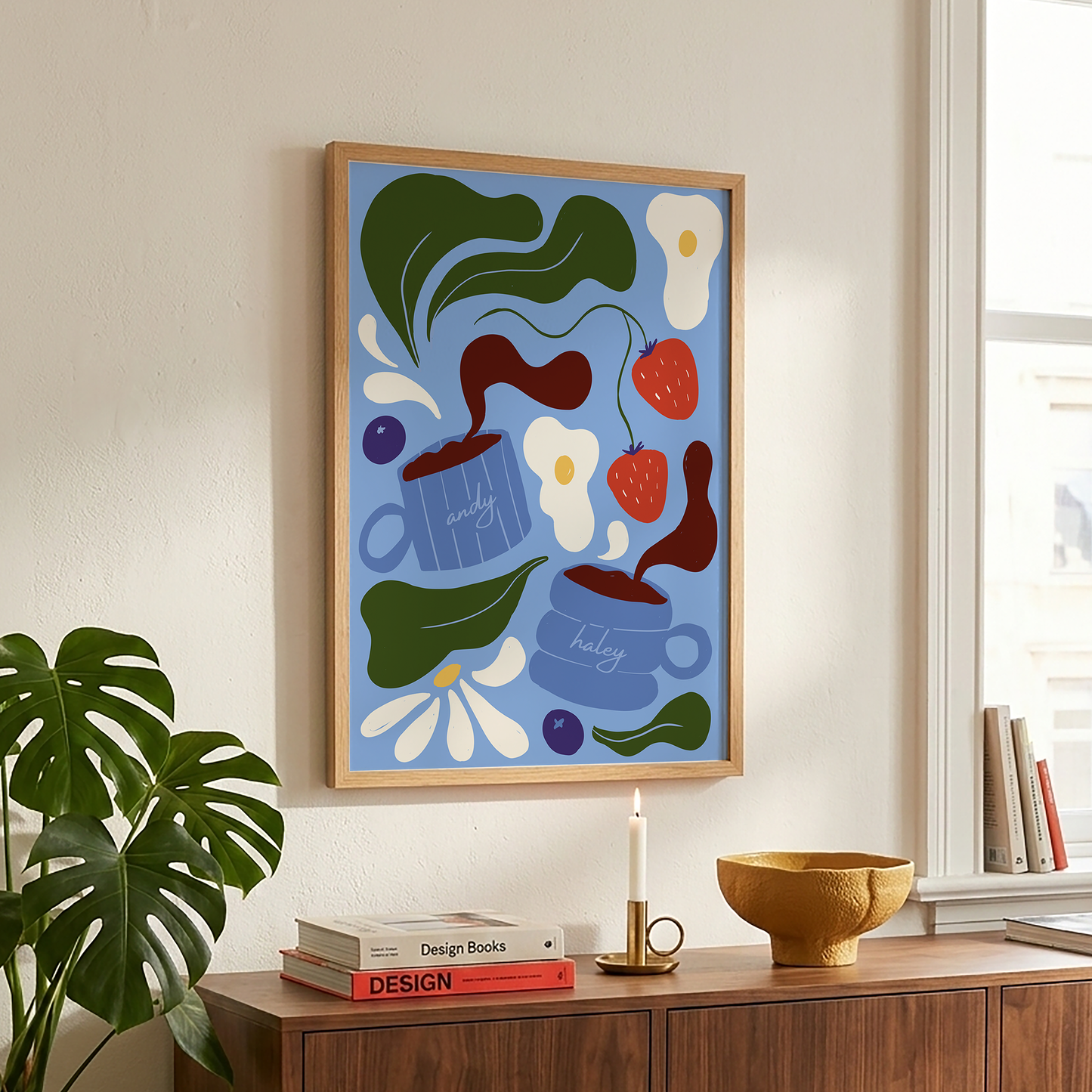 Custom Coffee & Breakfast Framed Art Print | Couples Anniversary Gift