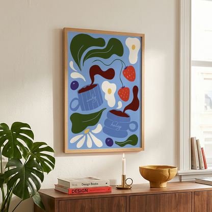 Custom Coffee & Breakfast Framed Art Print | Couples Anniversary Gift