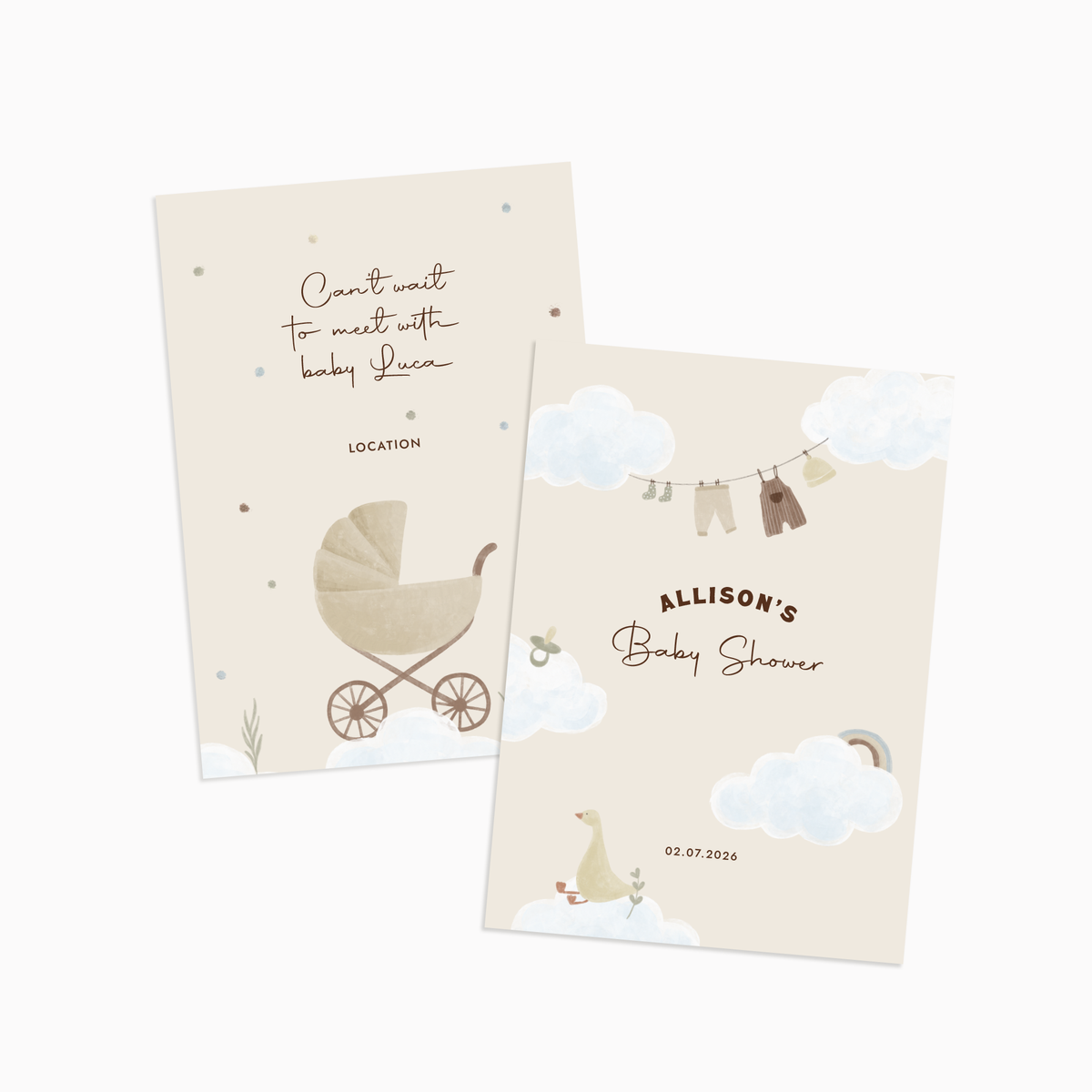 Custom Baby Shower Invitation Cards | Nursery Decor Style