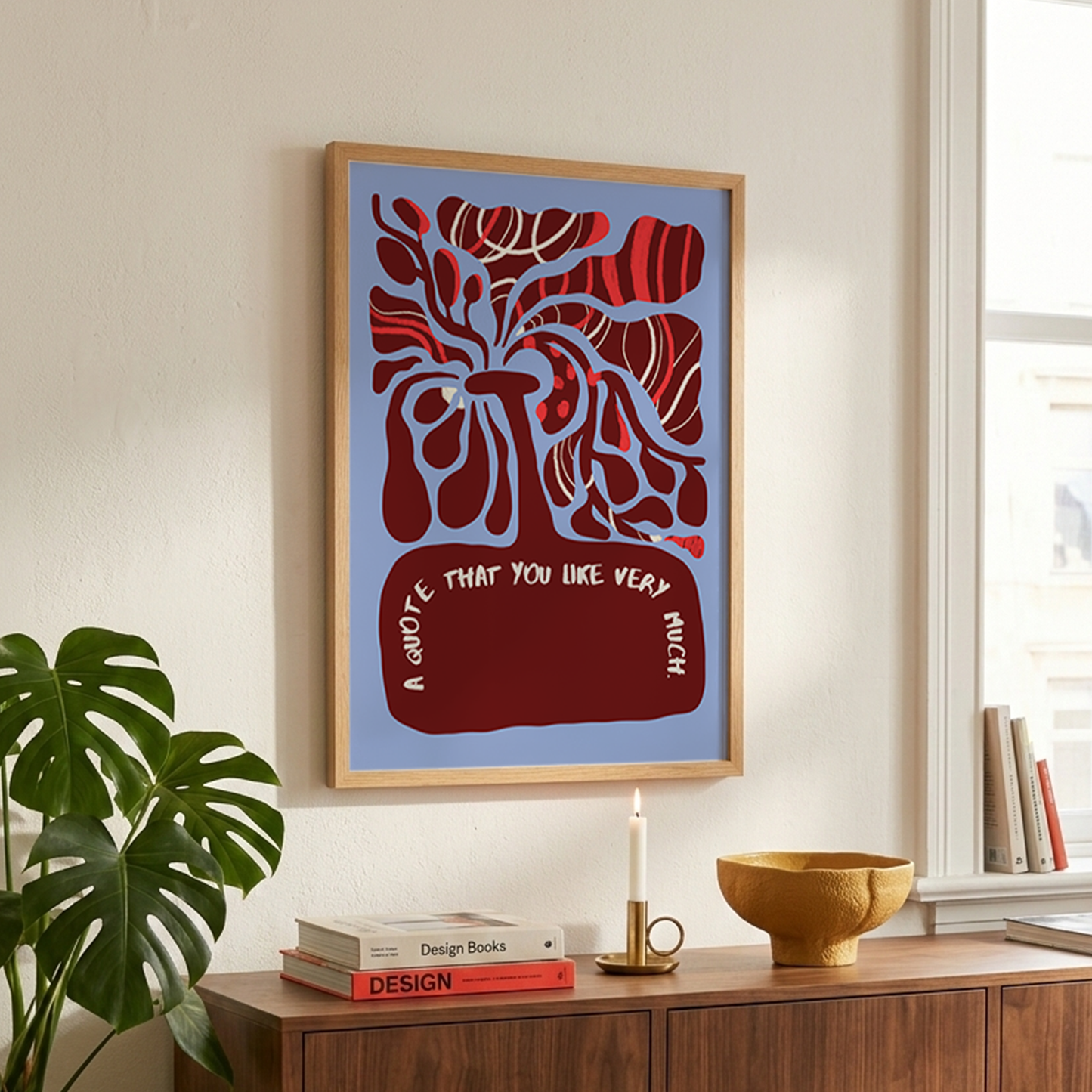 Framed Custom Abstract Botanical Art Print | Personalized Quote Wall Decor