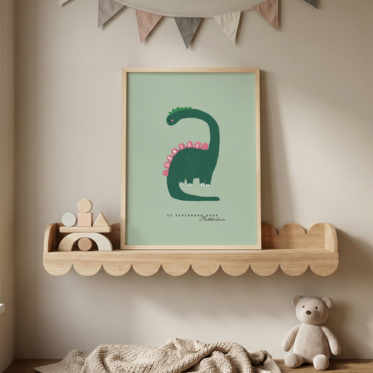 Custom Dinosaur Framed Art Print | Personalized Nursery Wall Art