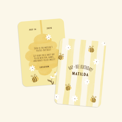 Pack of 10 Bee-Themed Custom Flat Card Set | Kids Party Invitation