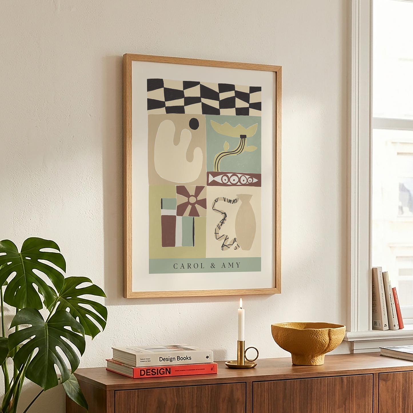 Custom Abstract Duo Art Print | Personalized Friendship Poster | Eclectic Scandi Wall Decor