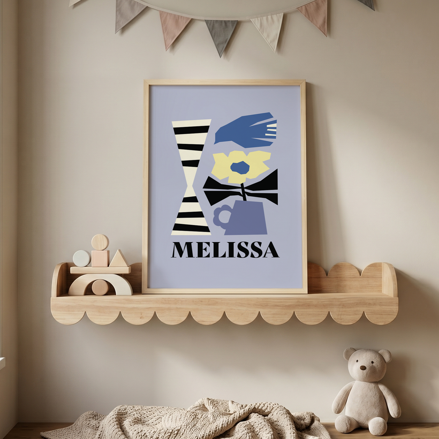 Abstract Cutout Bird Custom Framed Art Print | Personalized Nursery Decor