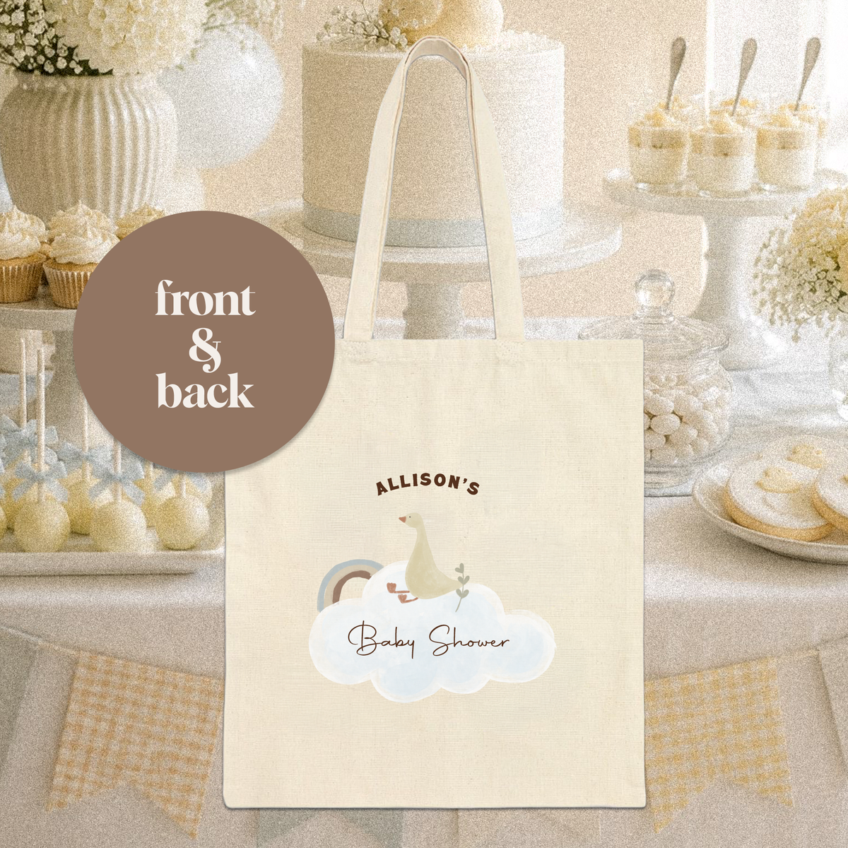 Custom Baby Shower Canvas Tote Bag | Personalized Keepsake