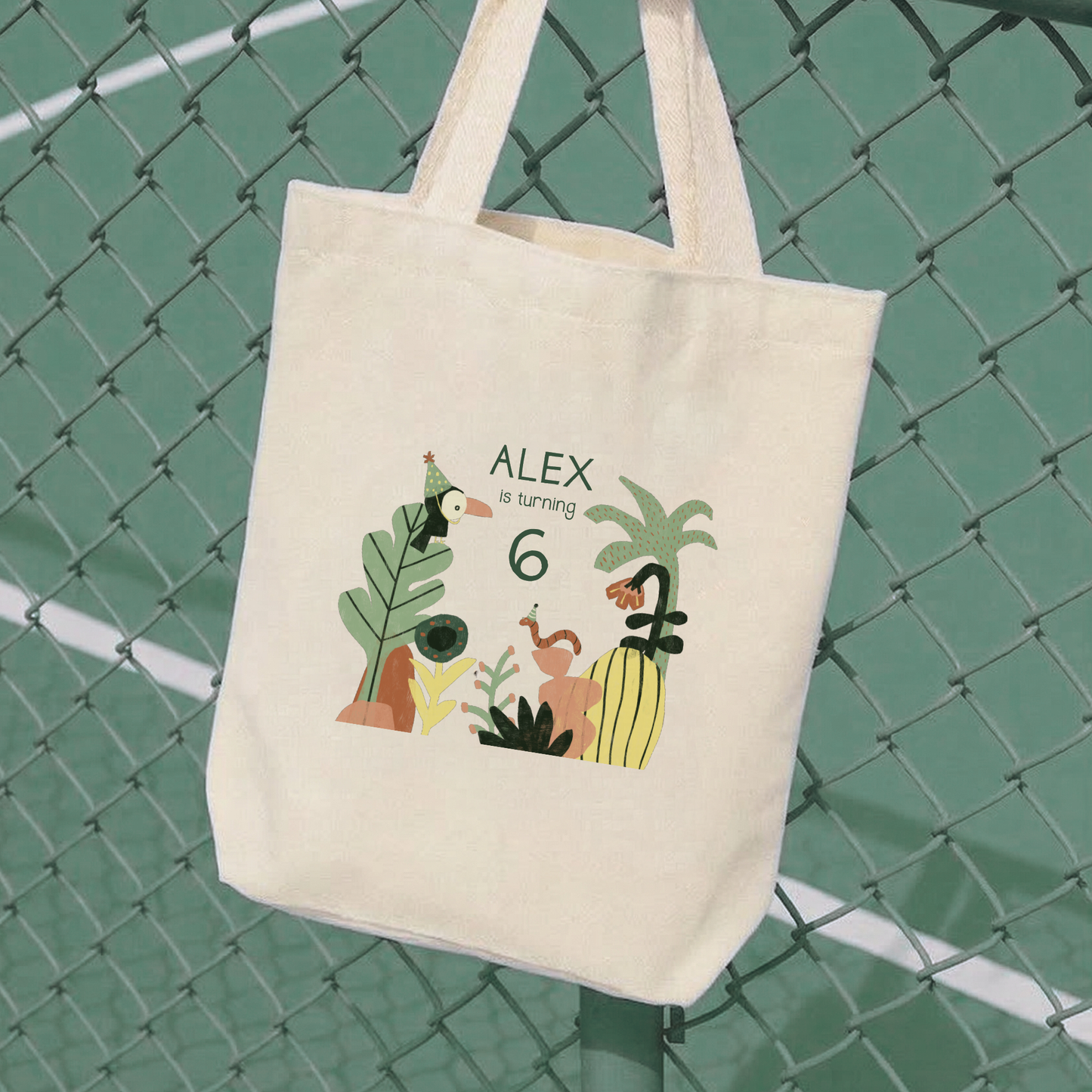 Jungle Safari Custom Tote Bag | Kids Birthday Favor | Minimalist Animal Party Bag