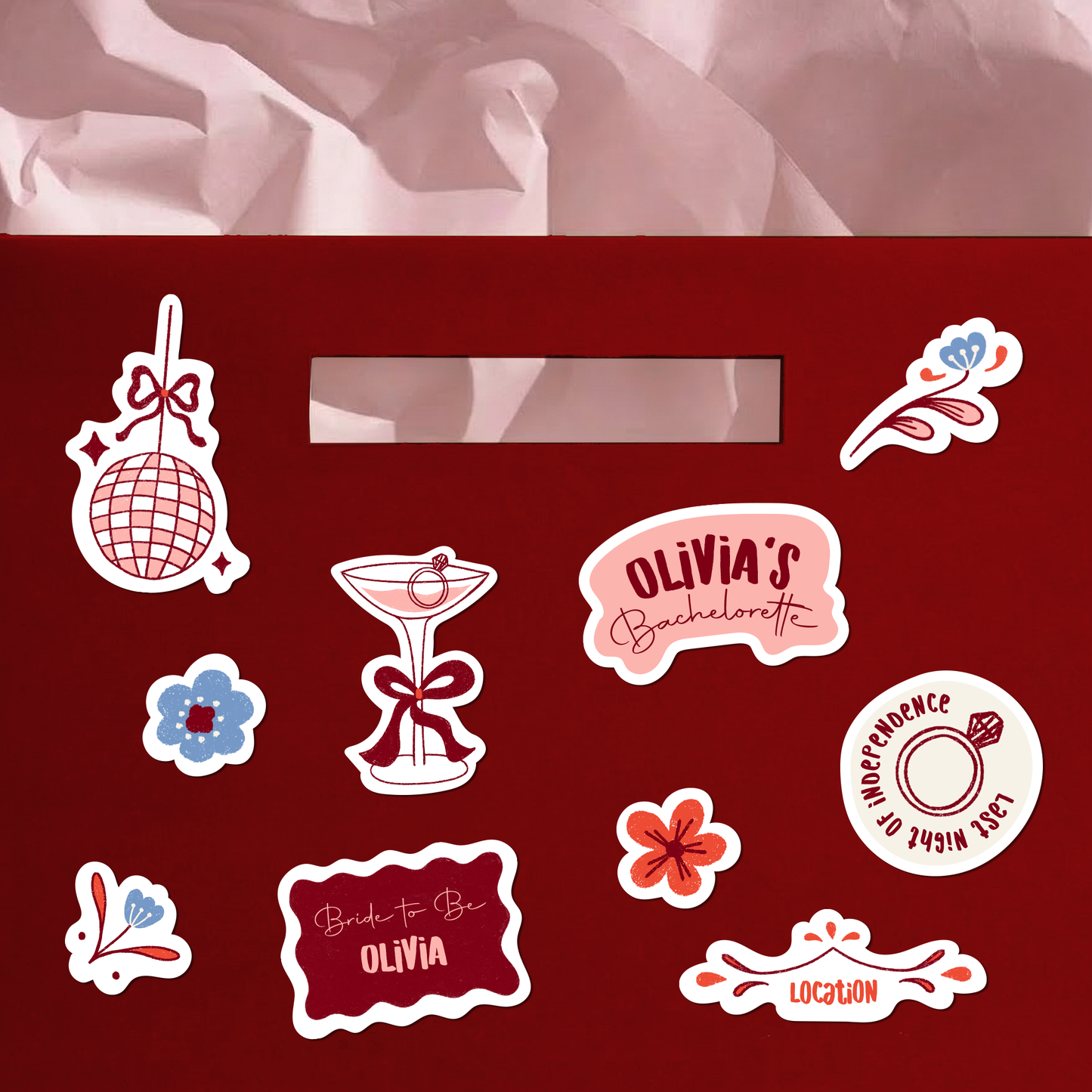 Custom Bachelorette Sticker Set | Bridal Party Favors