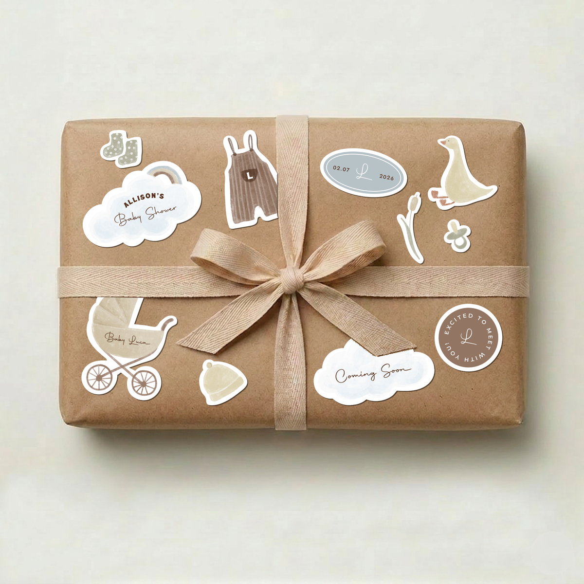 Custom Personalized Baby Shower Sticker Set | Baby Shower Gift