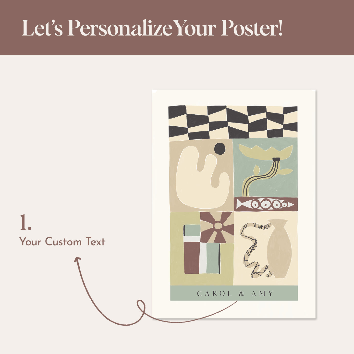 Custom Abstract Duo Art Print | Personalized Friendship Poster | Eclectic Scandi Wall Decor