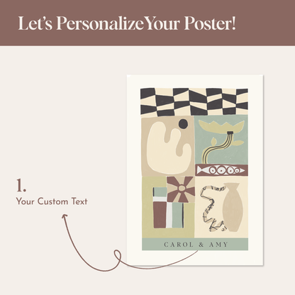 Custom Abstract Duo Art Print | Personalized Friendship Poster | Eclectic Scandi Wall Decor