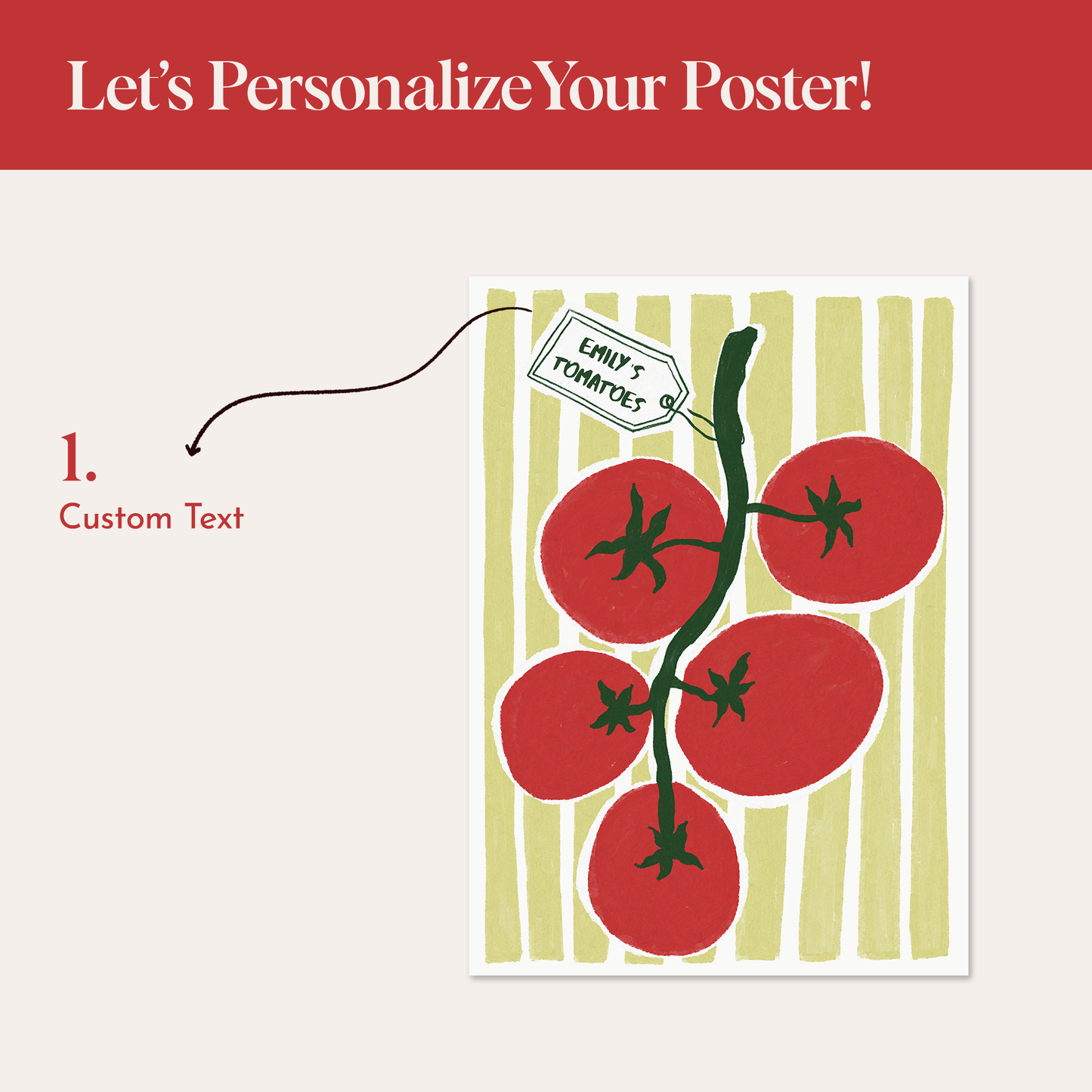 Framed Custom Farm-Fresh Tomato Art Print | Minimalist Kitchen Wall Decor