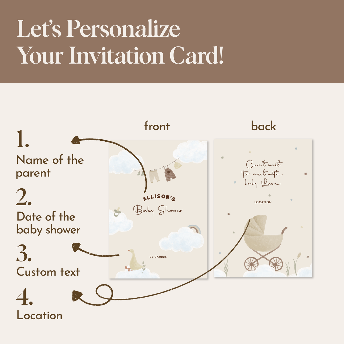 Custom Baby Shower Invitation Cards | Nursery Decor Style