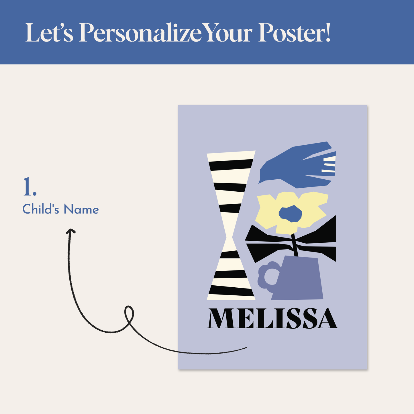 Abstract Cutout Bird Custom Framed Art Print | Personalized Nursery Decor