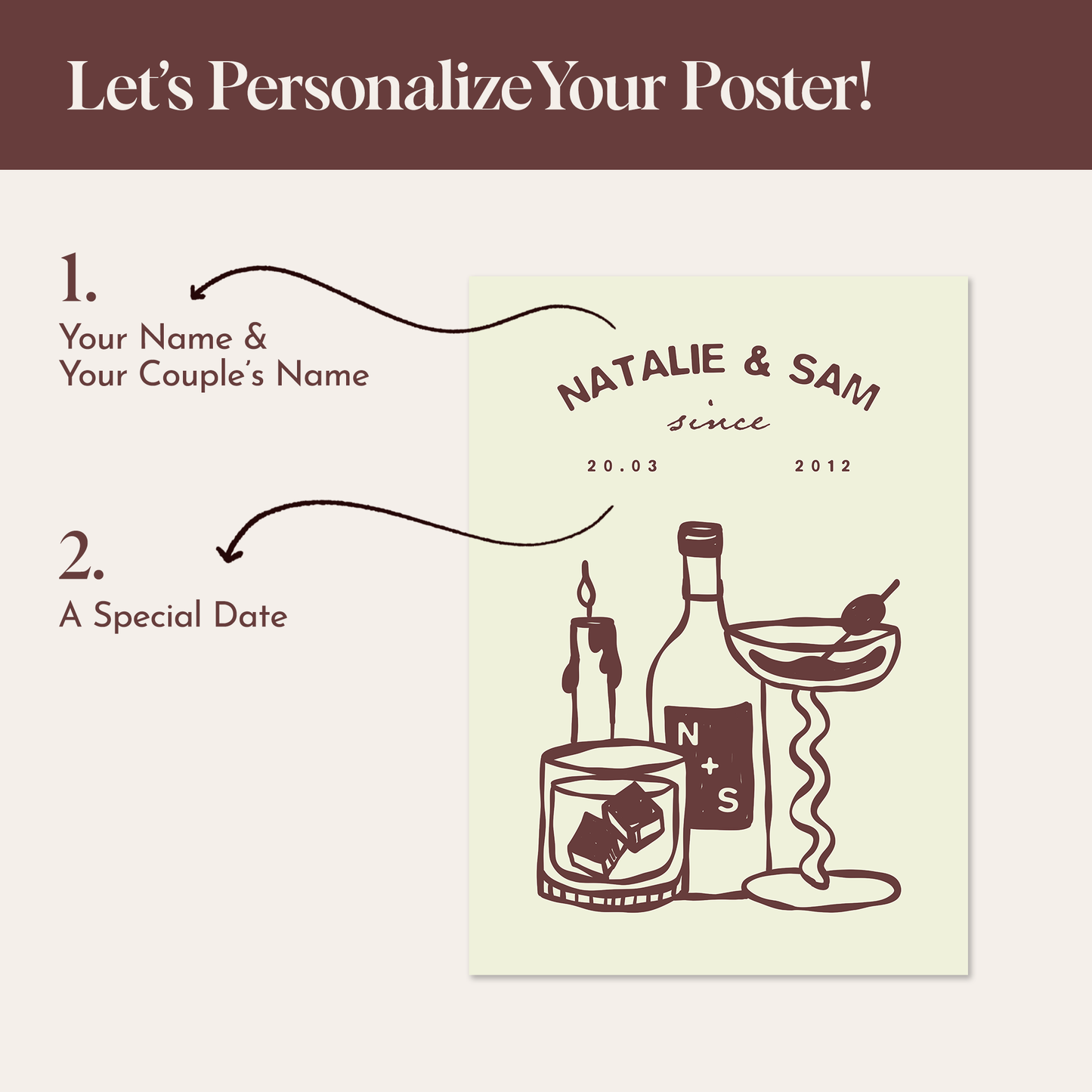 Minimalist Custom Couples Art Print | Personalized Anniversary & Couple Gift