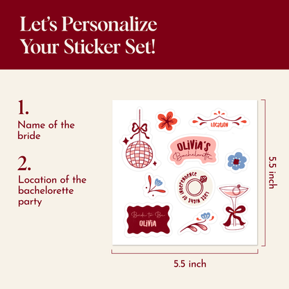 Custom Bachelorette Sticker Set | Bridal Party Favors