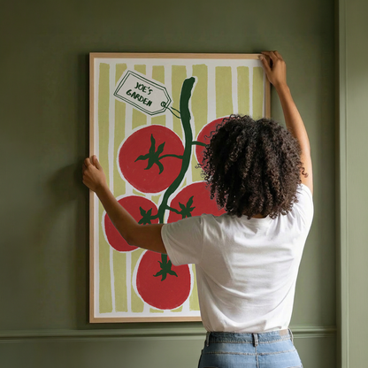 Framed Custom Farm-Fresh Tomato Art Print | Minimalist Kitchen Wall Decor
