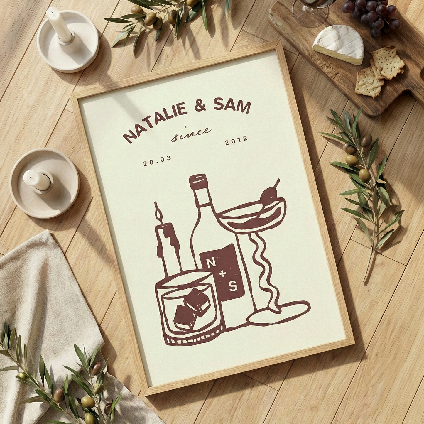 Minimalist Custom Couples Art Print | Personalized Anniversary & Couple Gift
