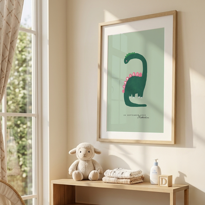 Custom Dinosaur Framed Art Print | Personalized Nursery Wall Art