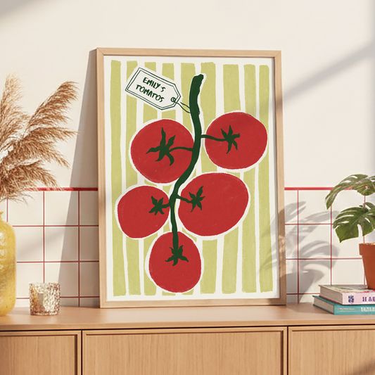 Framed Custom Farm-Fresh Tomato Art Print | Minimalist Kitchen Wall Decor