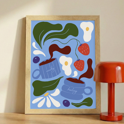 Custom Coffee & Breakfast Framed Art Print | Couples Anniversary Gift
