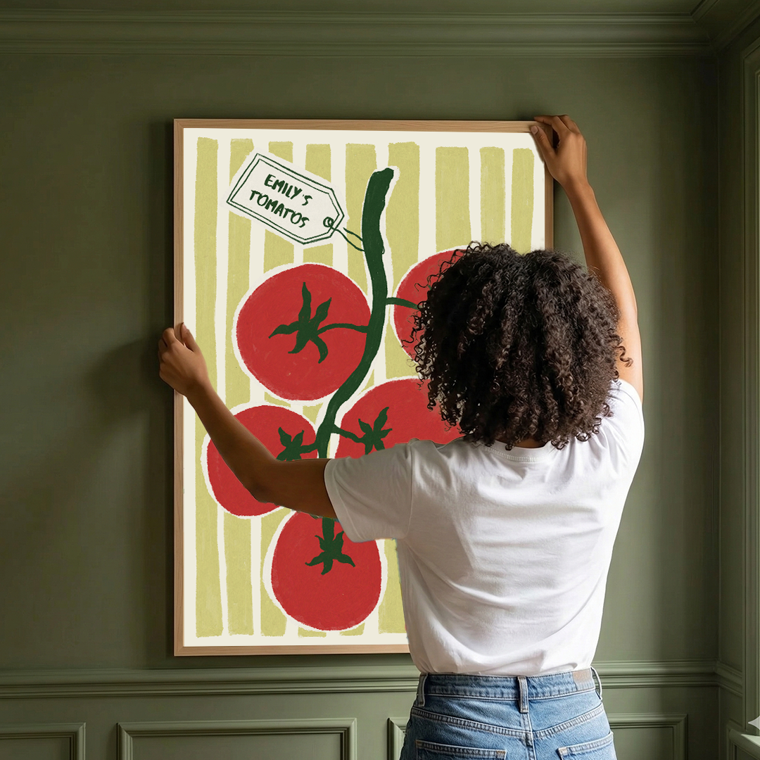 Framed Custom Farm-Fresh Tomato Art Print | Minimalist Kitchen Wall Decor