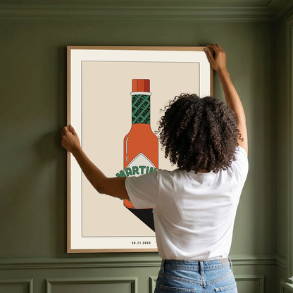 Framed Minimalist Custom Hot Sauce Art Print | Personalized Kitchen & Dining Decor