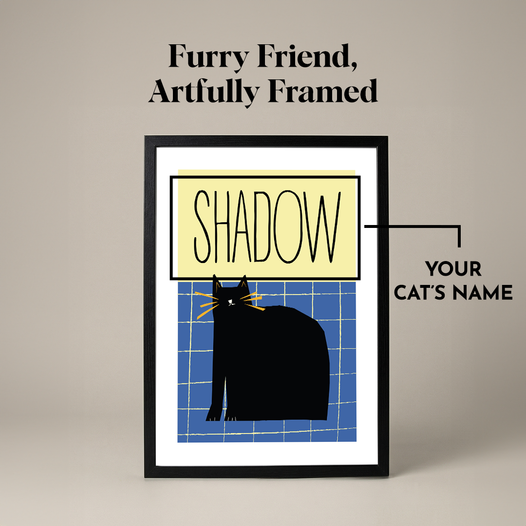Framed Custom Cat Name Art Print | Personalized Pet Decor