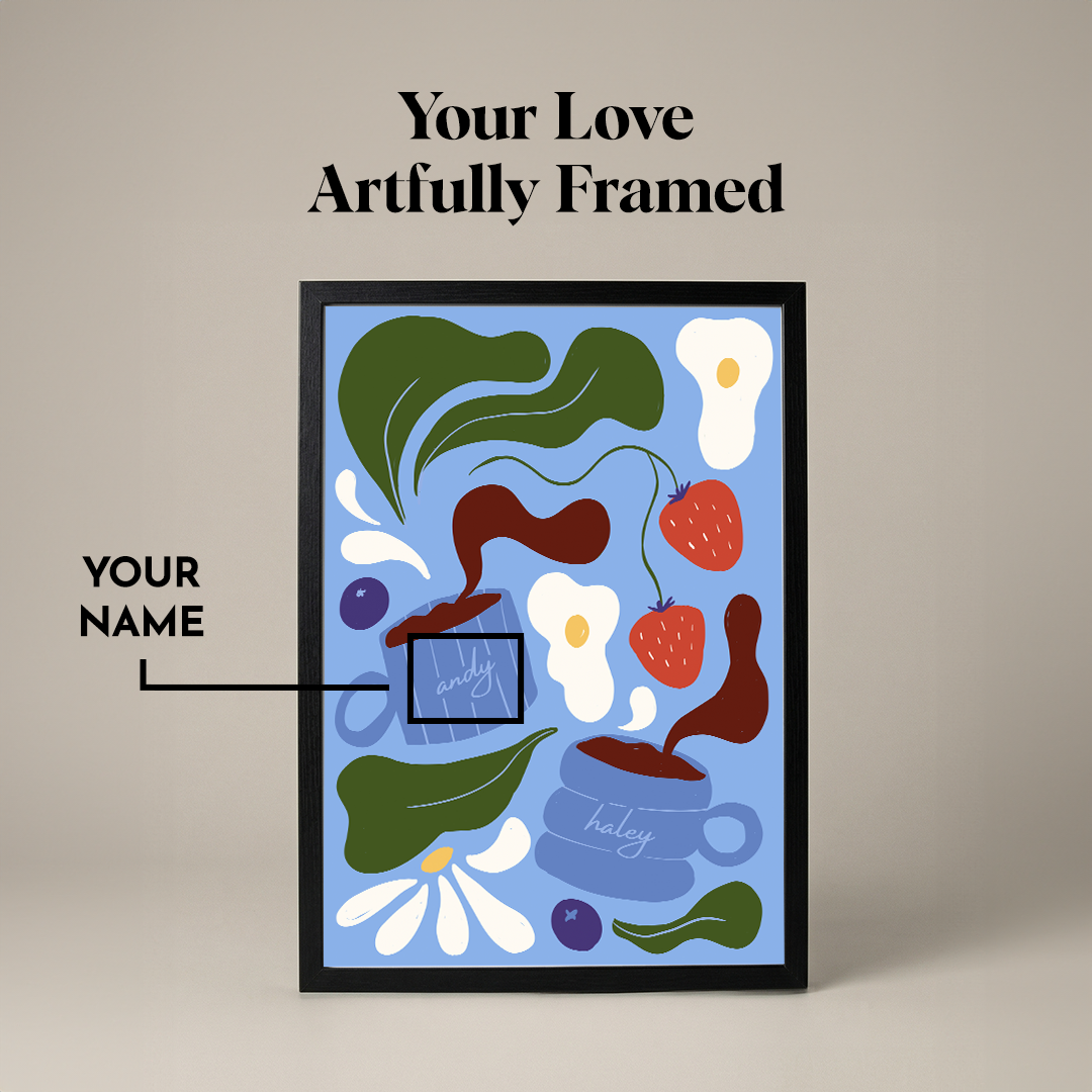 Custom Coffee & Breakfast Framed Art Print | Couples Anniversary Gift