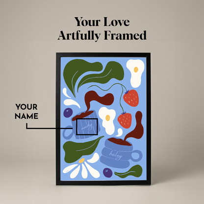 Custom Coffee & Breakfast Framed Art Print | Couples Anniversary Gift