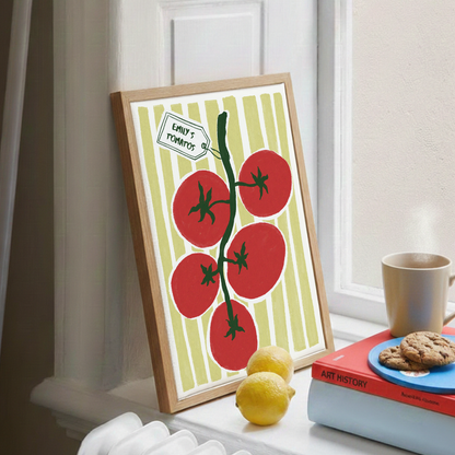 Framed Custom Farm-Fresh Tomato Art Print | Minimalist Kitchen Wall Decor